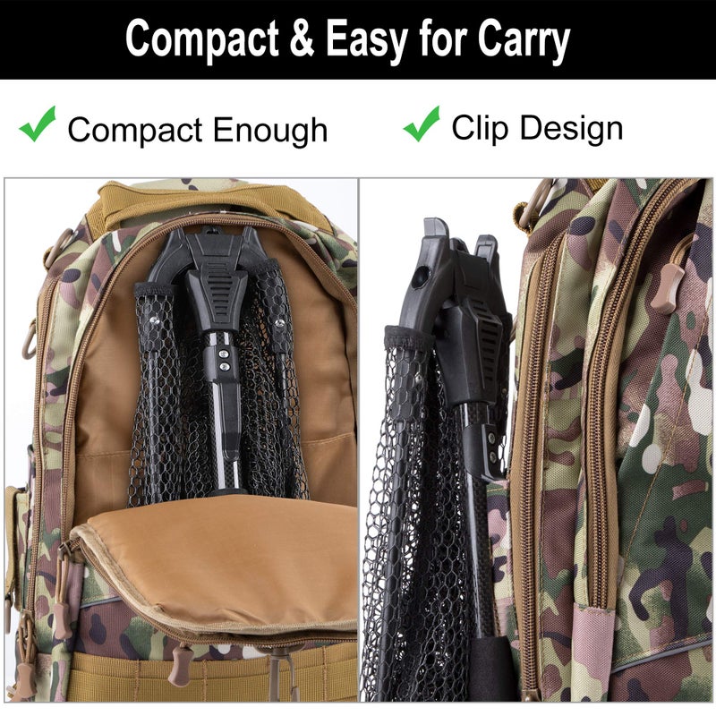 PLUSINNO Fishing Net Fish Floating Landing Net, Kayak Nets with Fixed Foldable Telescopic Pole Handle,Bass Trout Fishing Nets with Nylon Mesh for Pond Lake River,Fishing Gear Gifts for Men,Black 1.2M - Image 4